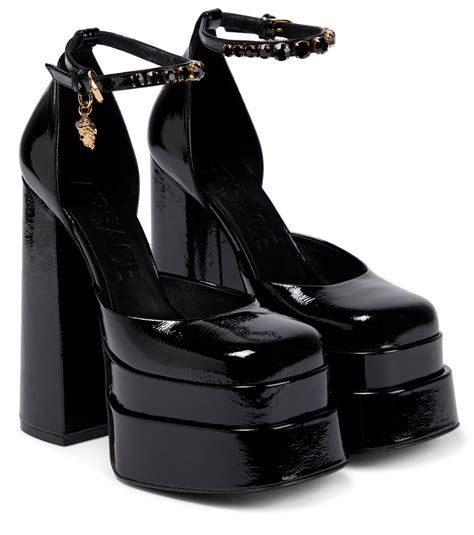 versace black platform heels
